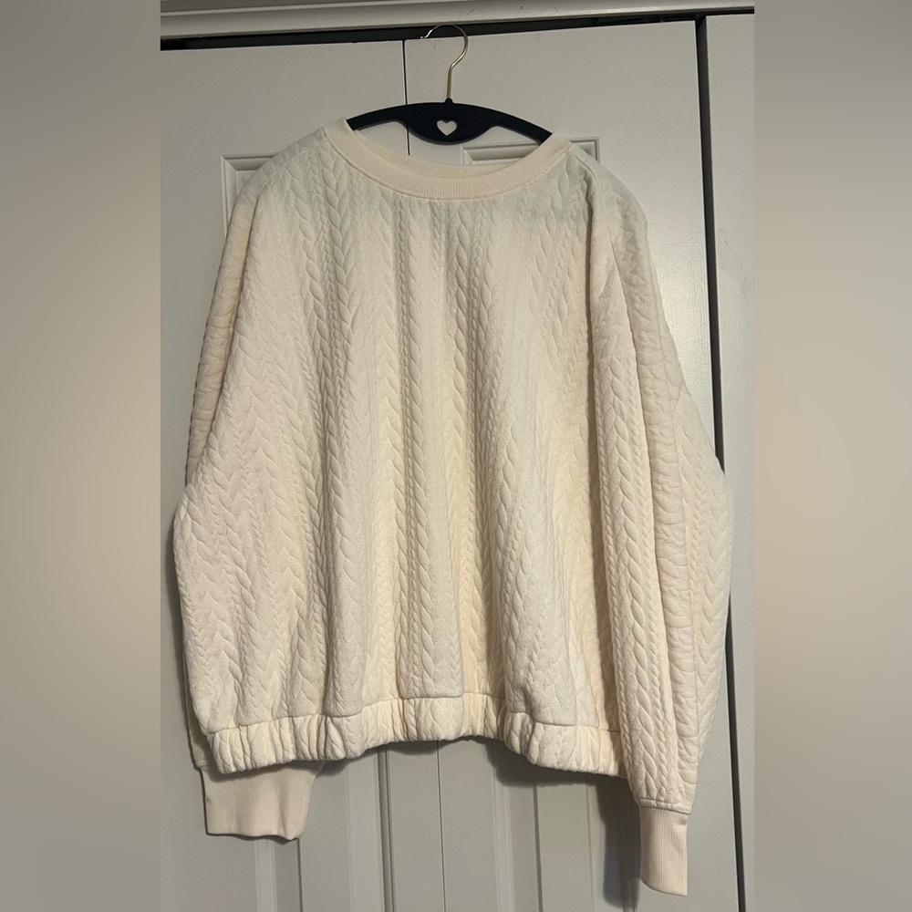 Cream quilted Crew Sweatshirt
